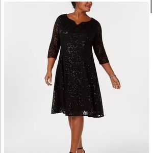 Plus Size Sequined Lace Dress